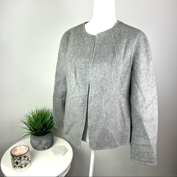 Talbots womens wool blend grey double faced open jacket size large - Picture 1 of 8